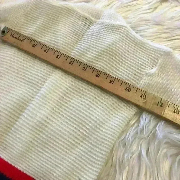 vtg turbo acrylic sweater boy girl size 6+ months white blue red - Picture 5 of 6